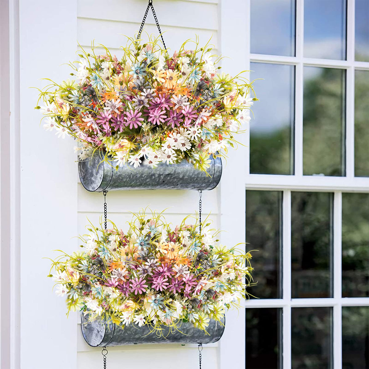 AUMVEYI silk daisy stems with steel wire inside offer flexible shaping.