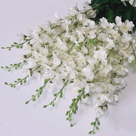 aunosit white delphinium bouquet arranged for wedding centerpiece