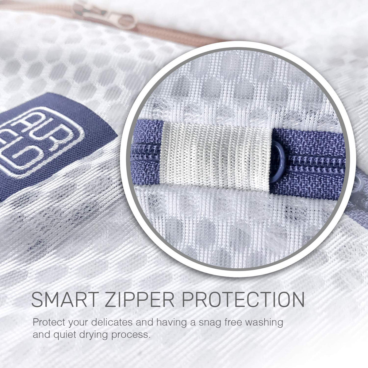 AURFLO anti-rust zipper protection for snag-free wash cycles.
