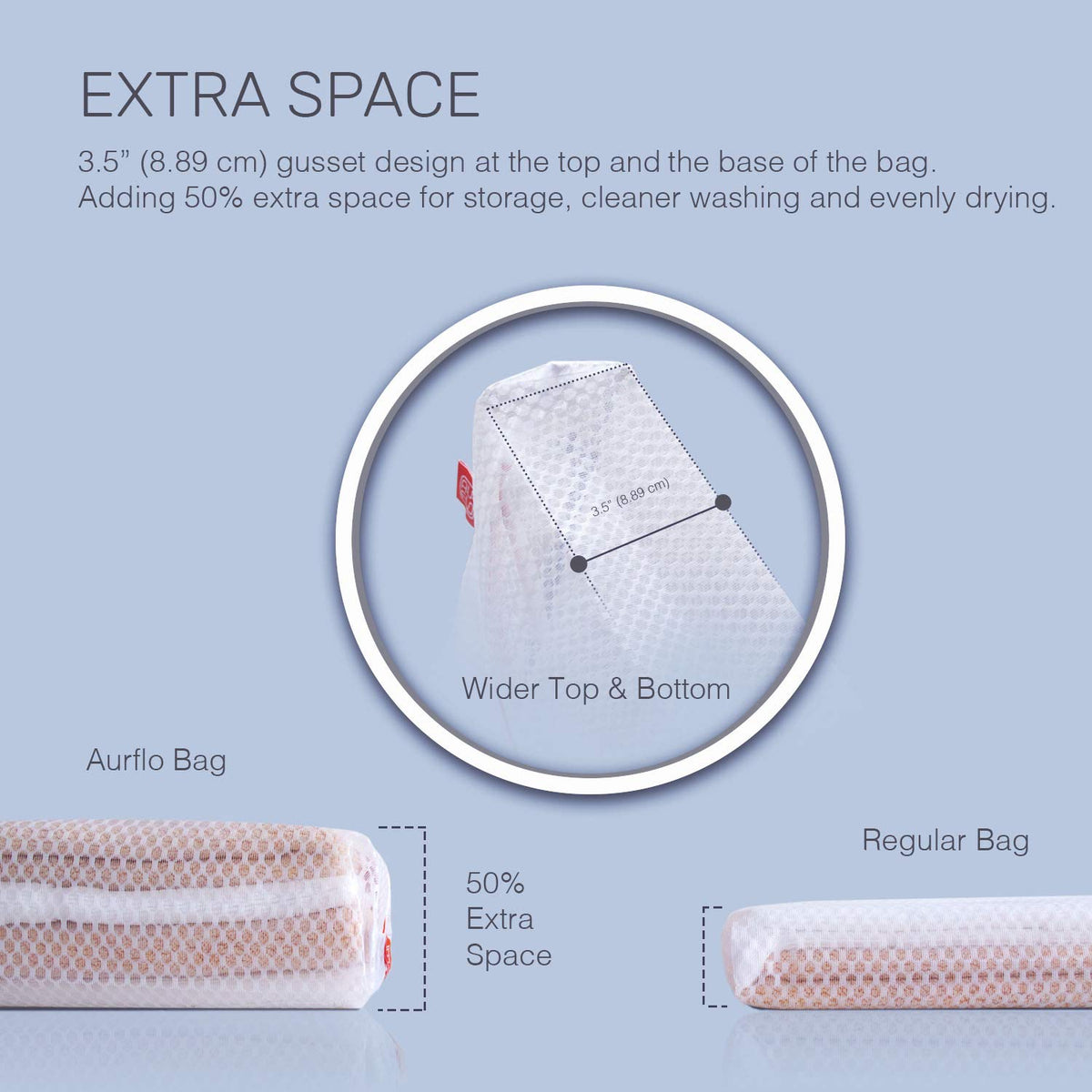 AURFLO anti-snag design protects fabrics during wash and dry.