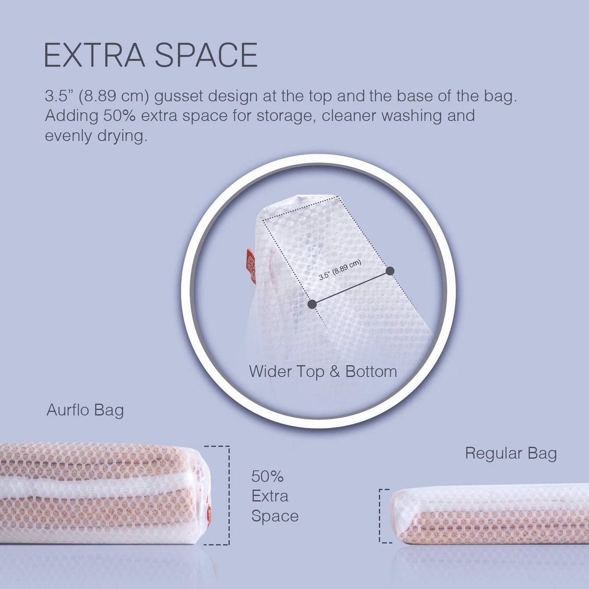 AURFLO extra-large mesh bag keeps items evenly dried.
