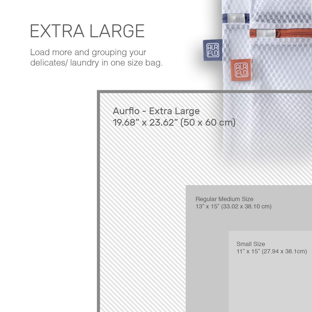 AURFLO laundry bag with hanging loop helps organize laundry.
