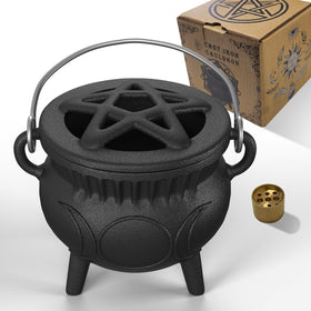 Aurionix Triple Moon Cauldron 5-inch compact for versatile cooking and ritual use.