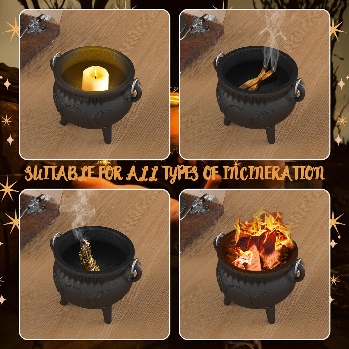 Aurionix Triple Moon Cauldron lid helps control smoke during rituals.