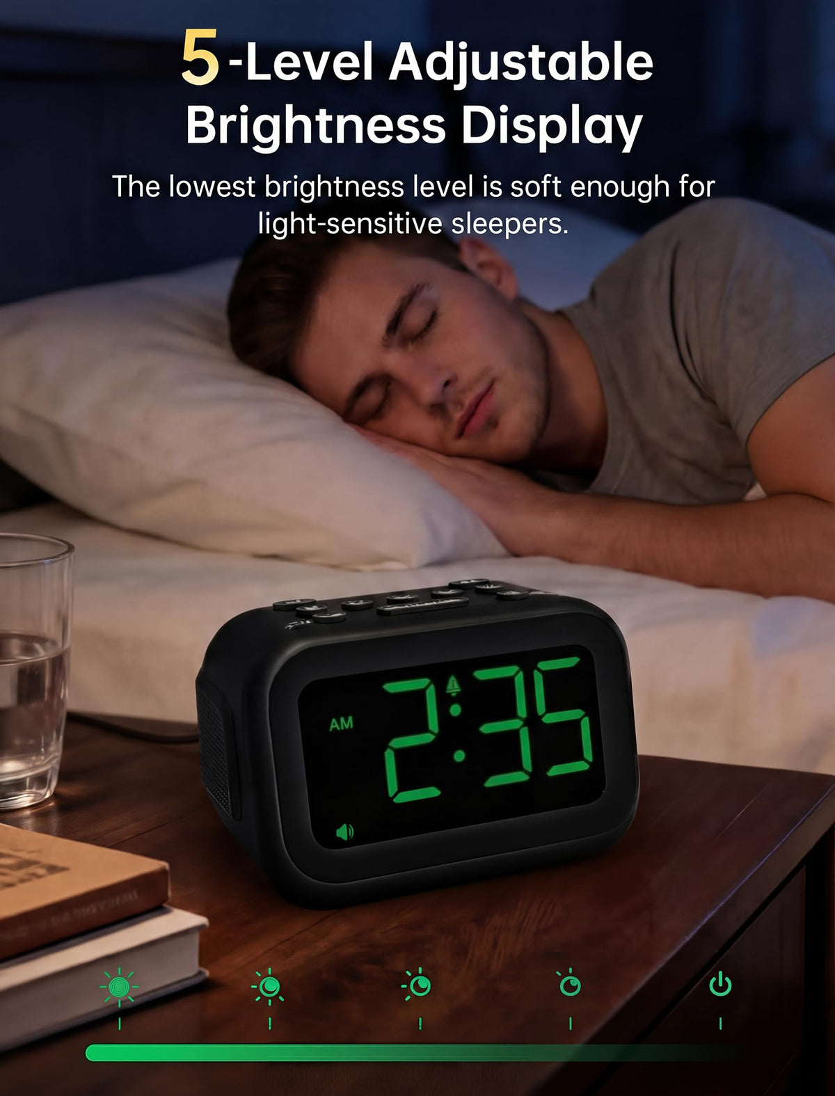 AuroraCalm large dimmable display for easy night reading
