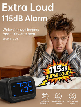 AuroraCalm dual alarms back panel demonstrates reliable two-step wake plan