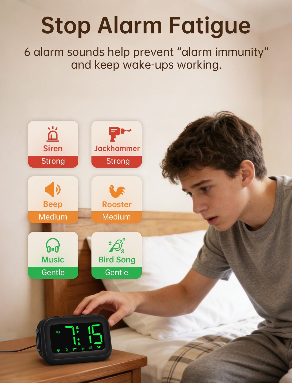 AuroraCalm six-sound system interface to combat alarm fatigue