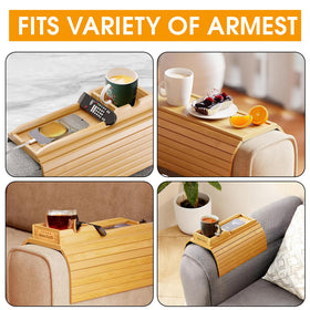 AuroraSynth universal-fit couch armrest tray fits most sofas for easy setup