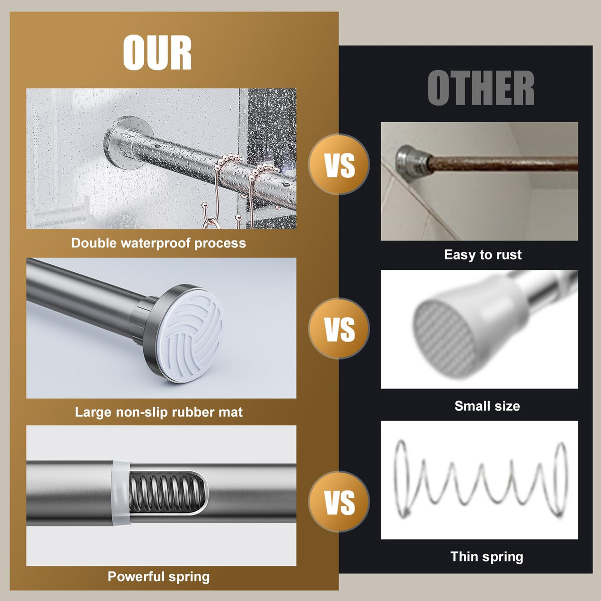 Ausemku versatile rod for dorm curtains and bathroom use.