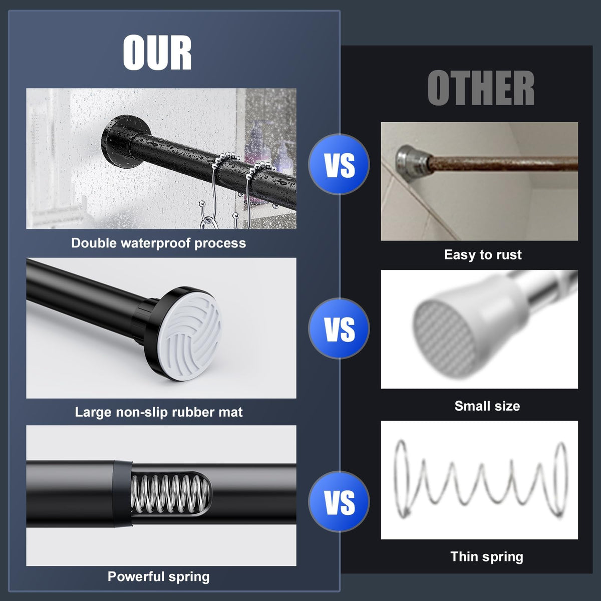 Ausemku rod suitable for dorms and apartments without drilling