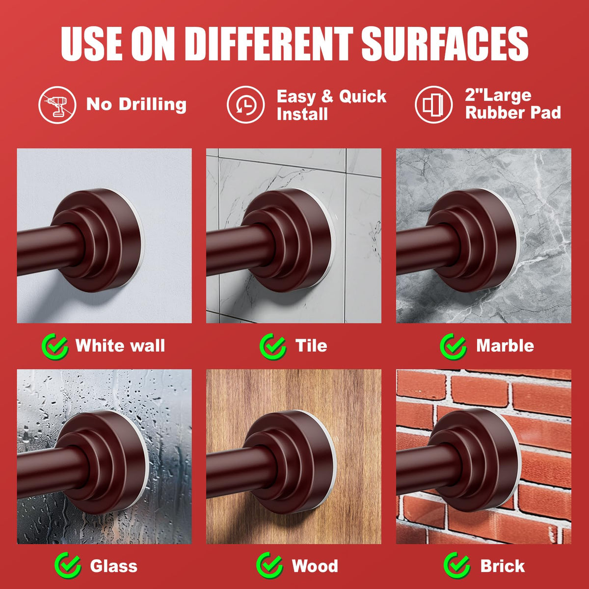 Ausemku shower rod easy installation expands without tools