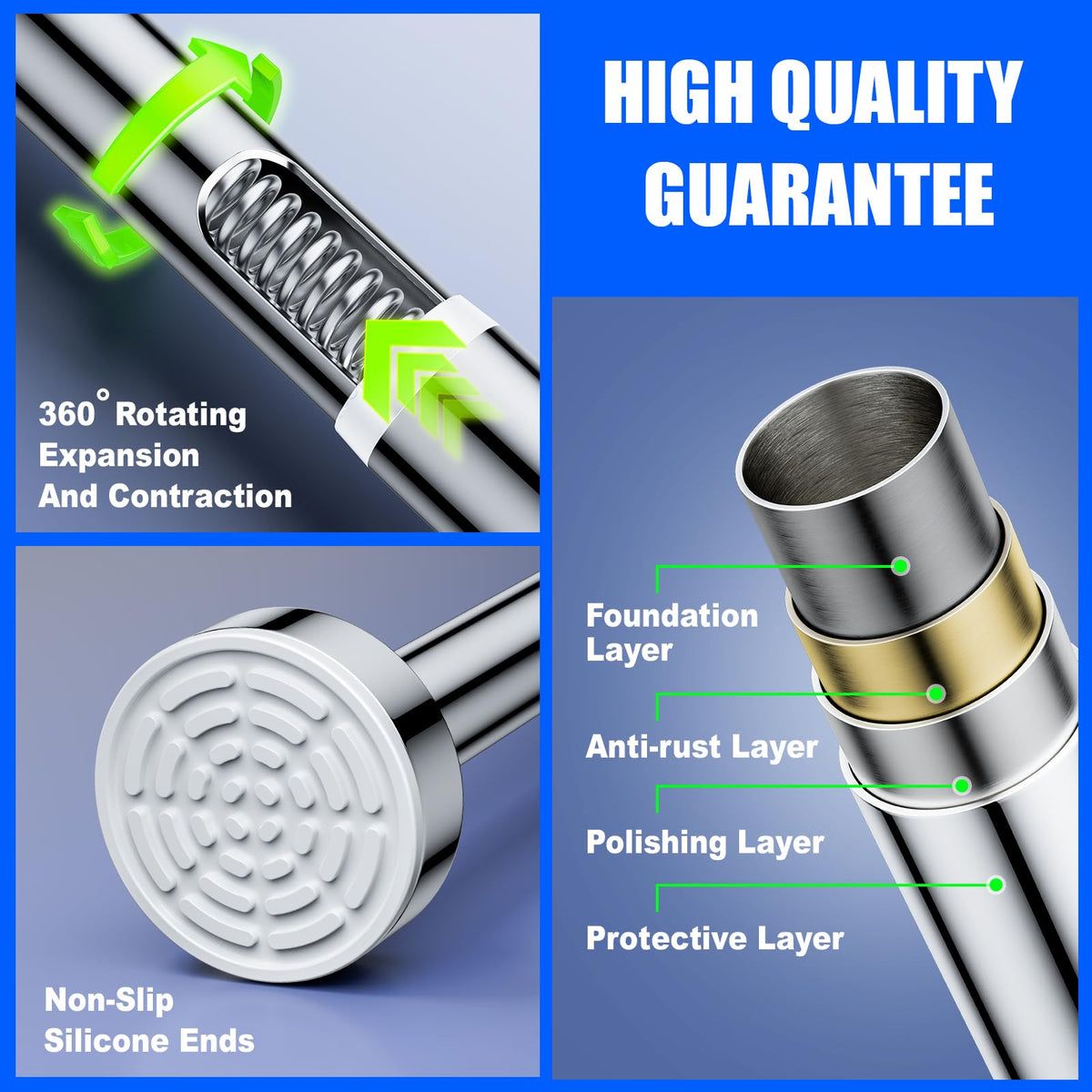 Ausemku rod suitable for bathroom, kitchen, and closet uses.