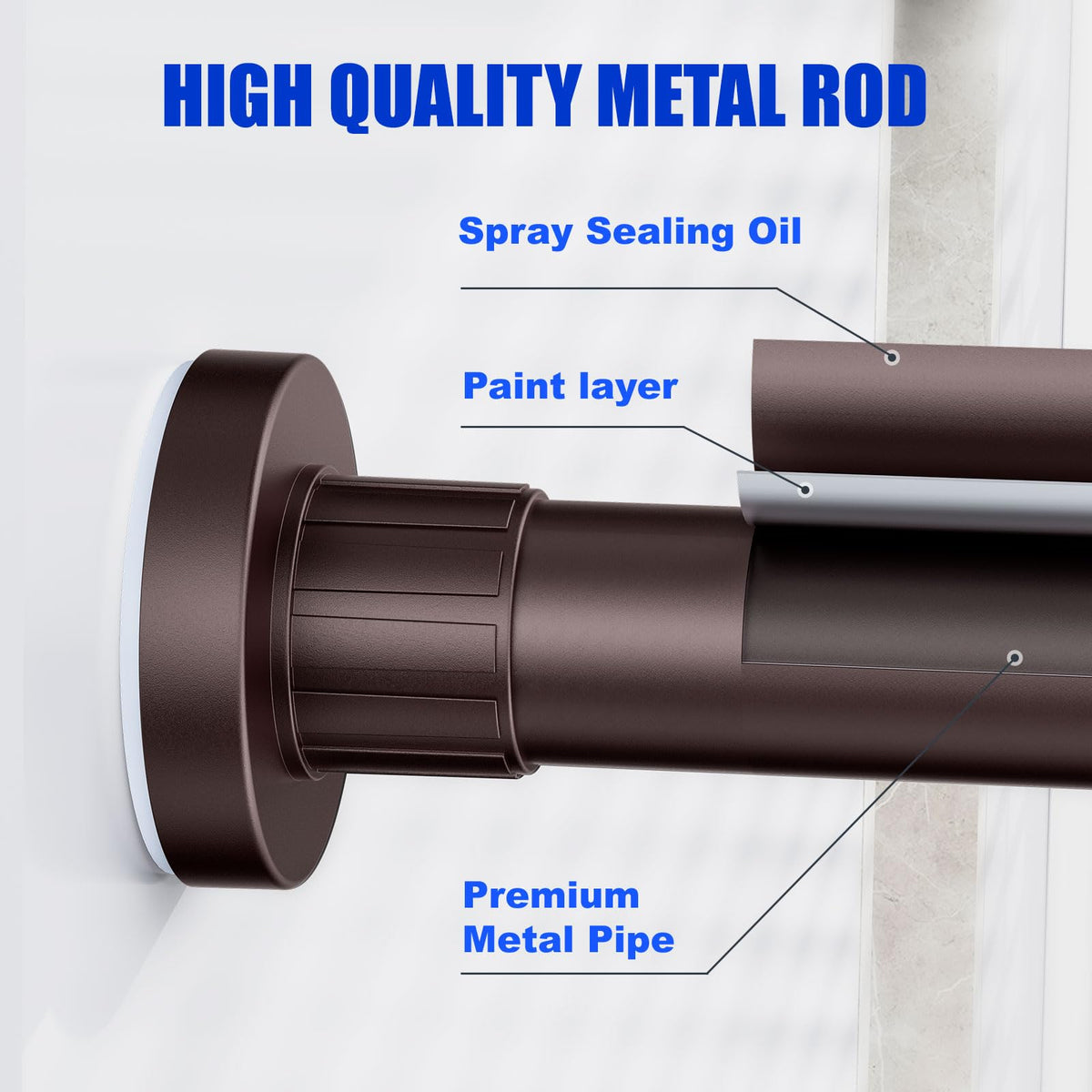 Ausemku rustproof coating protects rod in humid bathrooms