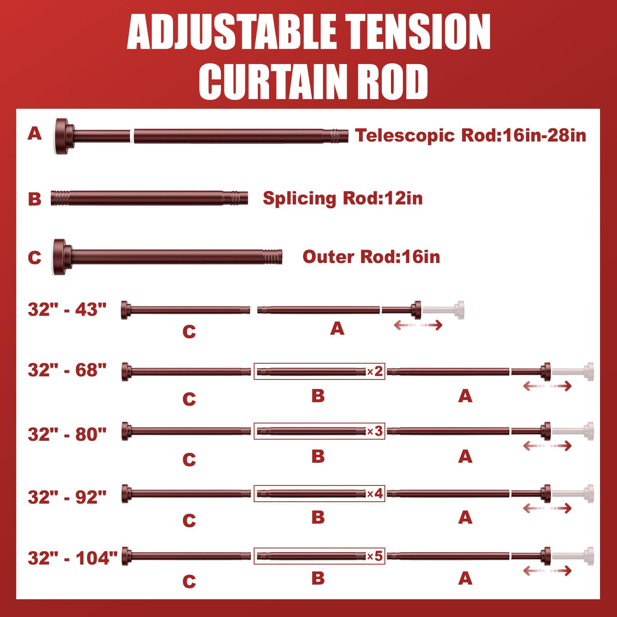 Ausemku shower rod compatible with tile wallpaper and wood
