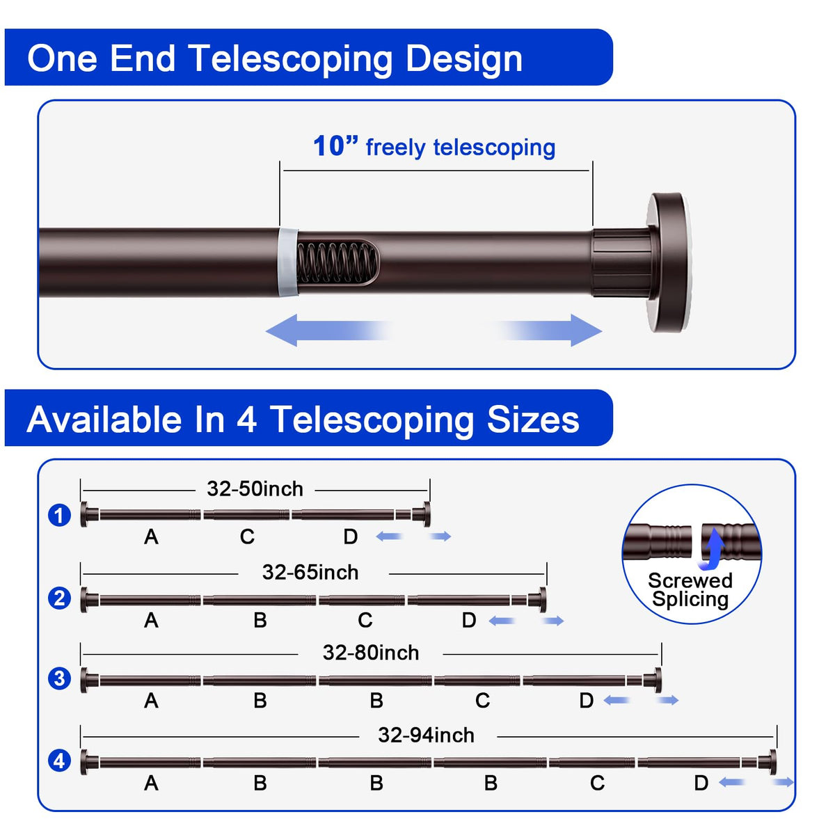 Ausemku telescopic design allows precise length adjustment
