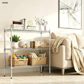 Auslar leveling-feet protect floors while keeping shelves stable.