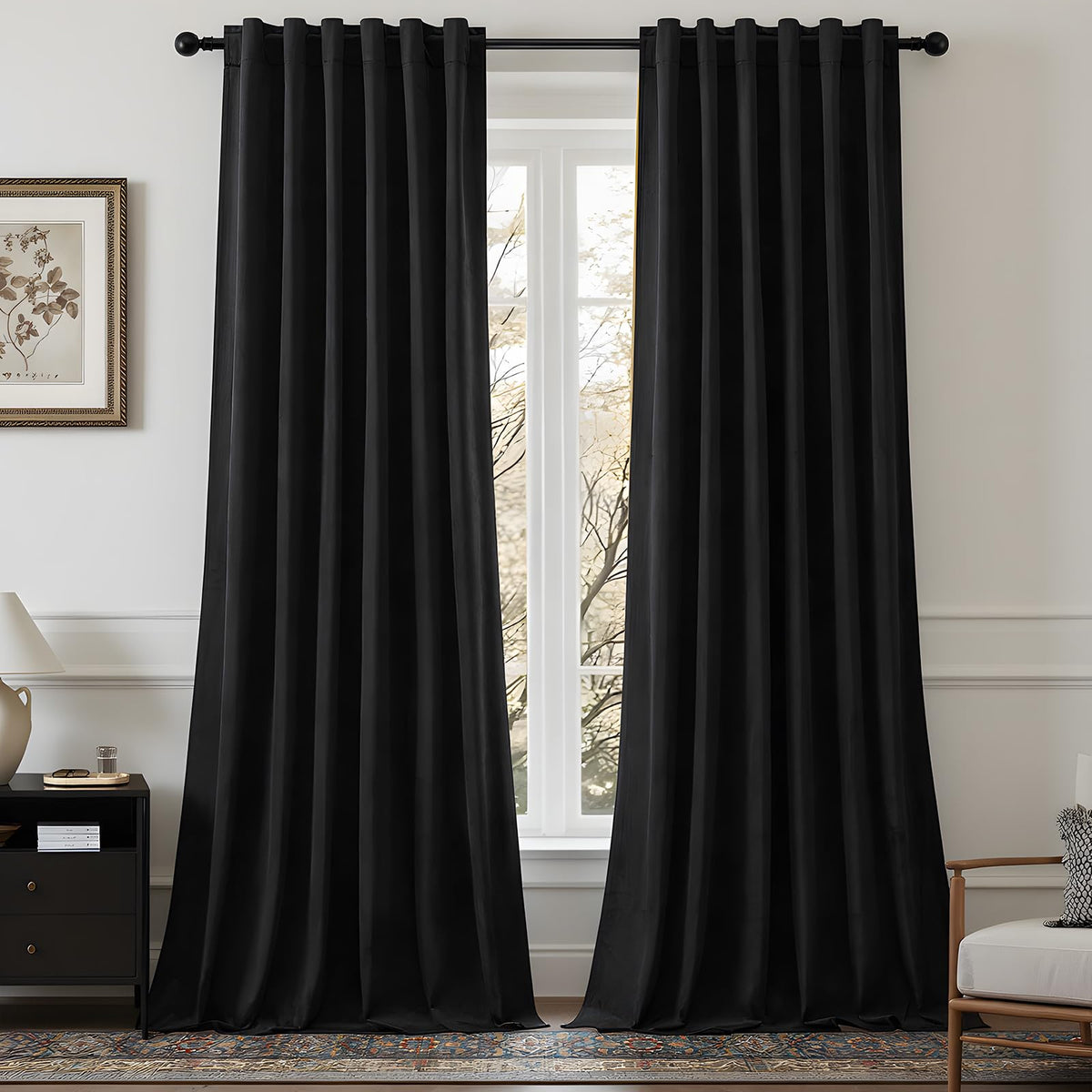 AUSSPVOCT blackout velvet curtains in full drape for a luxurious look