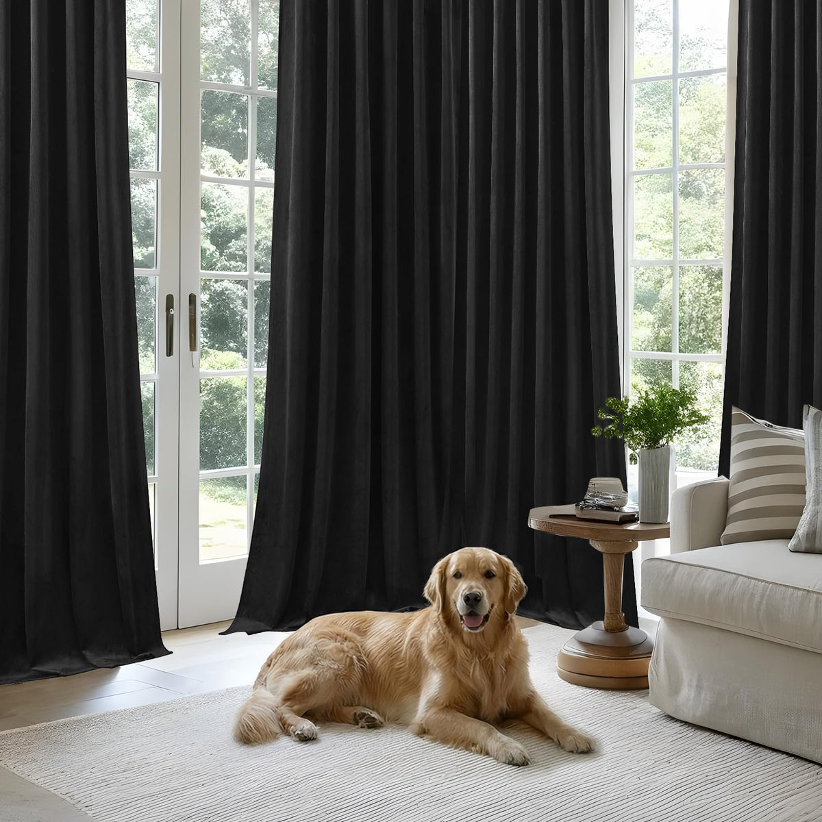 Elegant bedroom setup featuring AUSSPVOCT curtains with premium finish