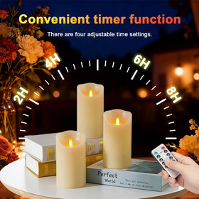 Autbye 6-inch flameless candle provides elegant height for centerpiece displays.