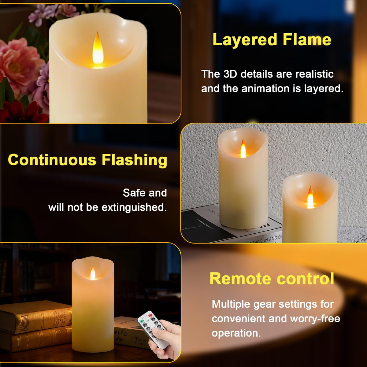 Autbye remote-controlled candle lets you adjust brightness from across the room.