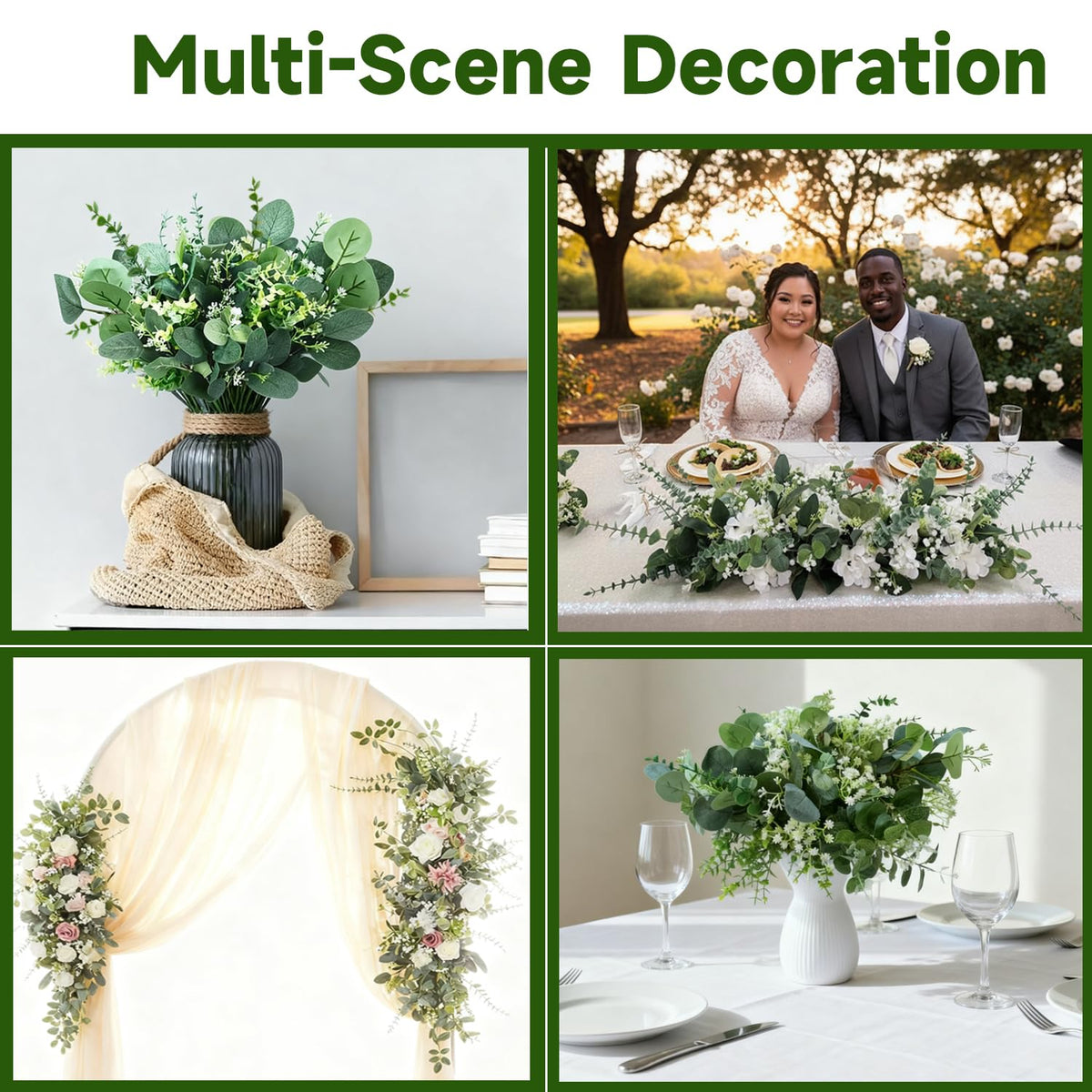 Autokcan durable silk greenery stems for long lasting use