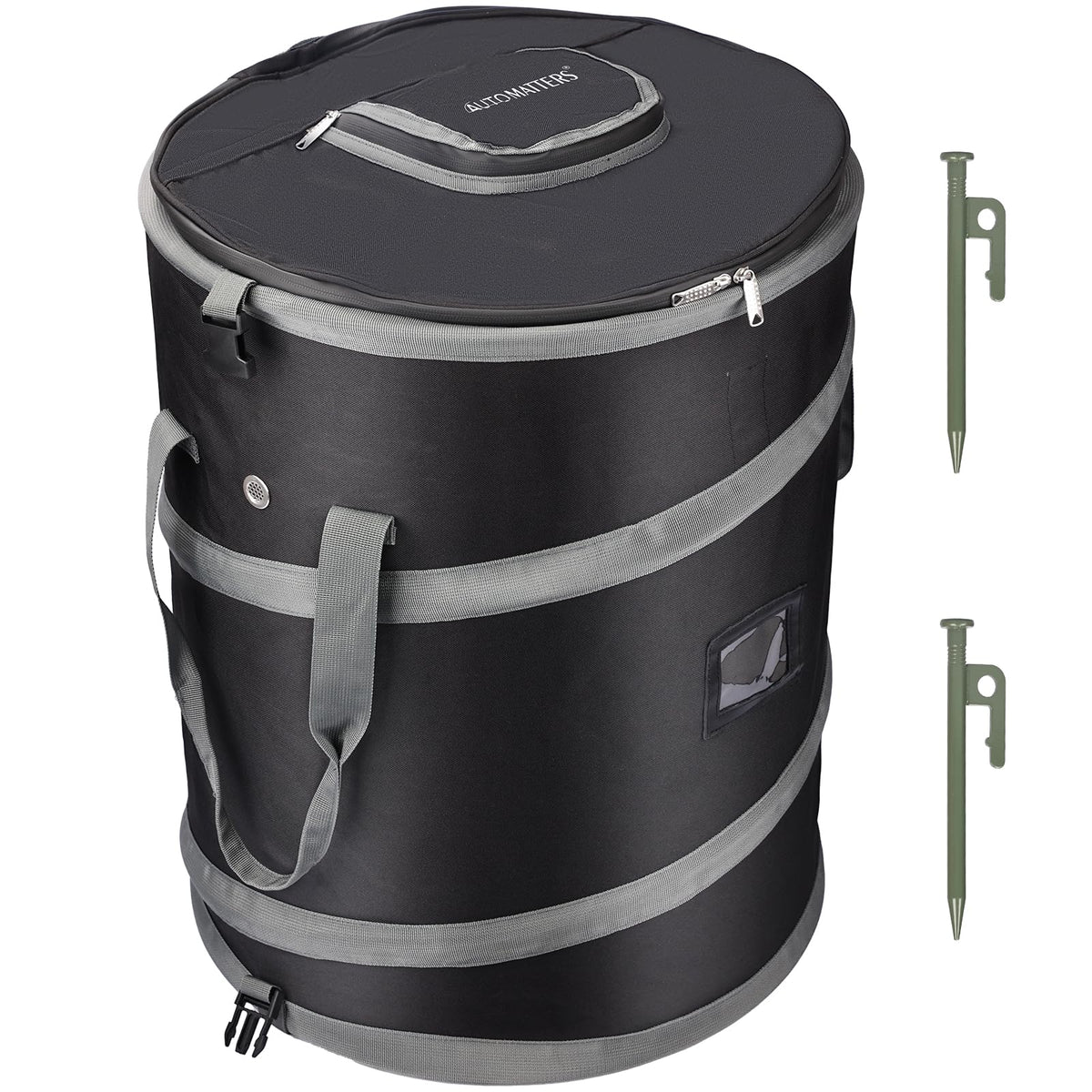 Automatters Pop-Up Trash Bin collapsible design for camping and easy transport.