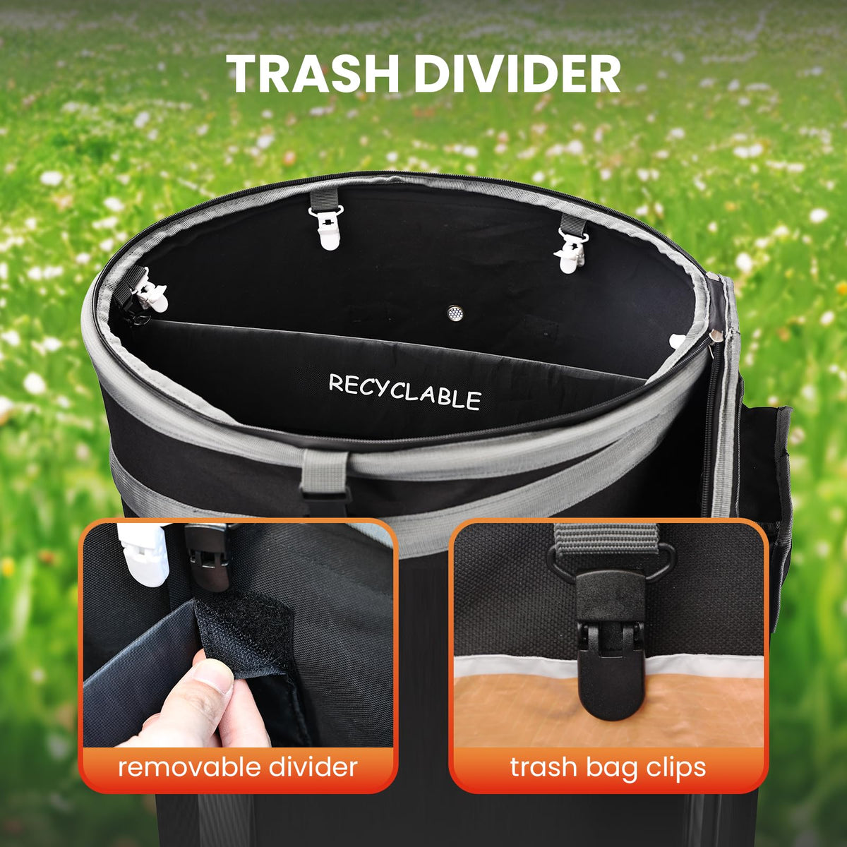 Automatters Trash Bin ground stakes keep it secure in wind.