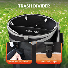 Automatters Trash Bin ground stakes keep it secure in wind.