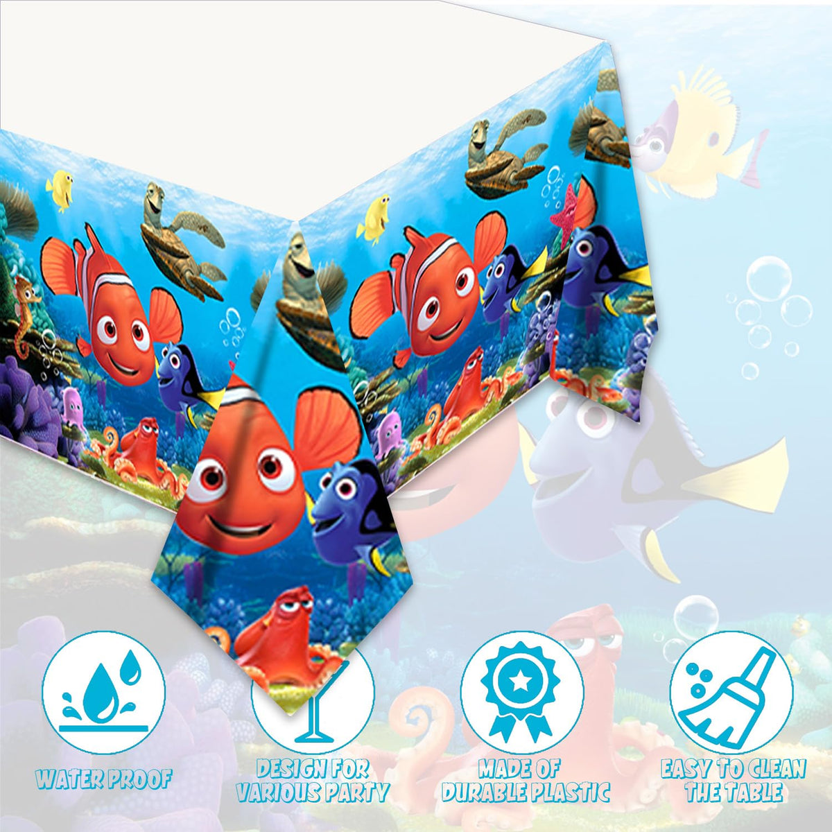 Autrpoweo Nemo tablecover protects surfaces during meals and activities.