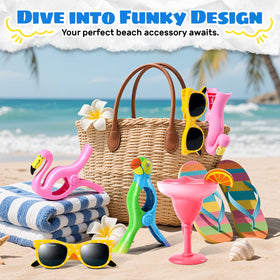 Autubin flamingo towel clip in bright color keeps towels in place.