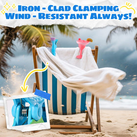 Autubin parrot towel clip securing towels on breezy poolside chairs.