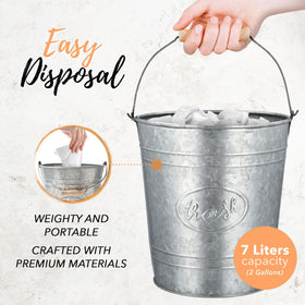Autumn Alley brush holder with galvanized accents coordinates with the can.