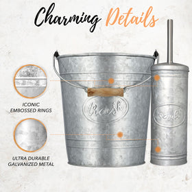 Autumn Alley galvanized trash can detail adds vintage character.