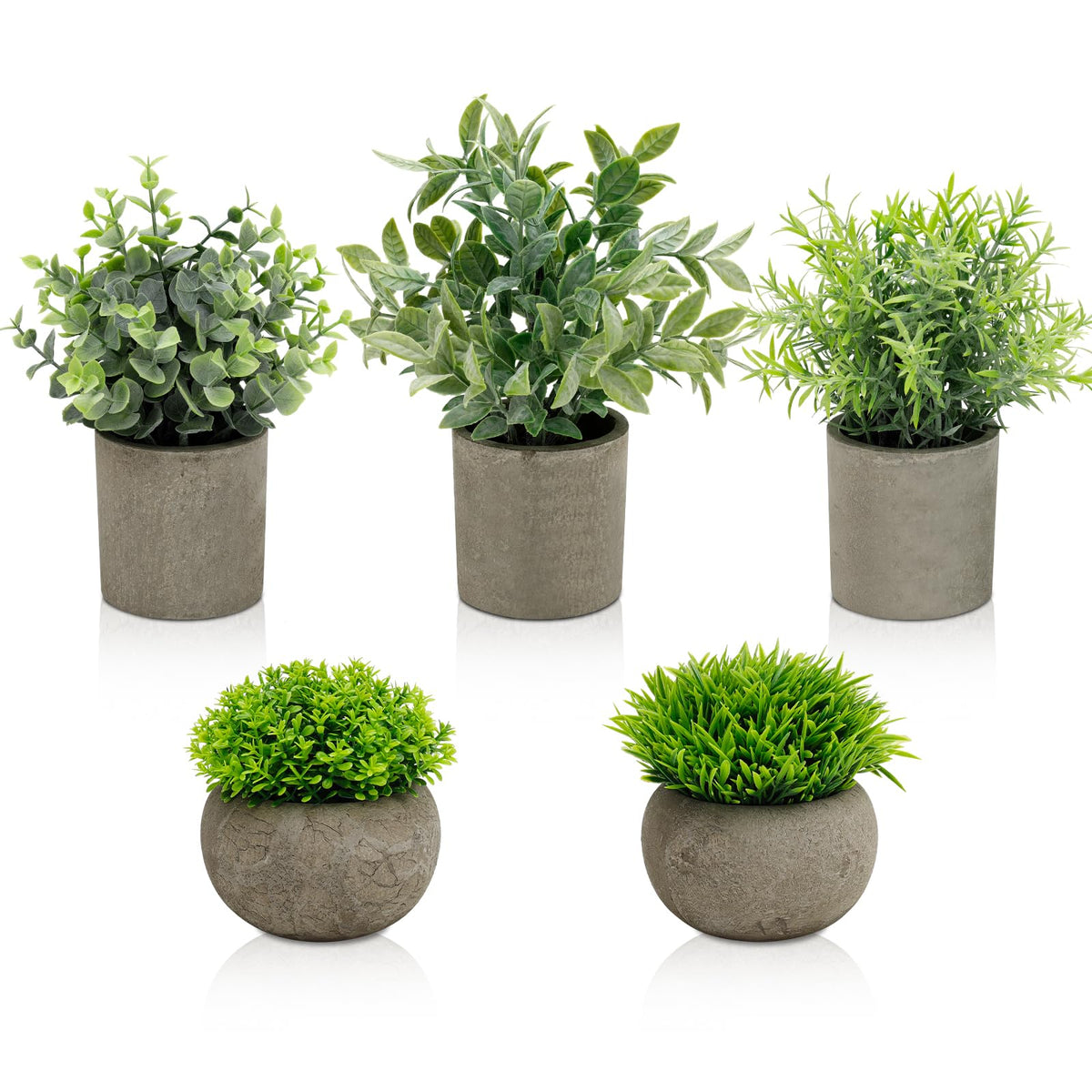 AUUGUU artificial potted plant in a cement pot for shelf display.