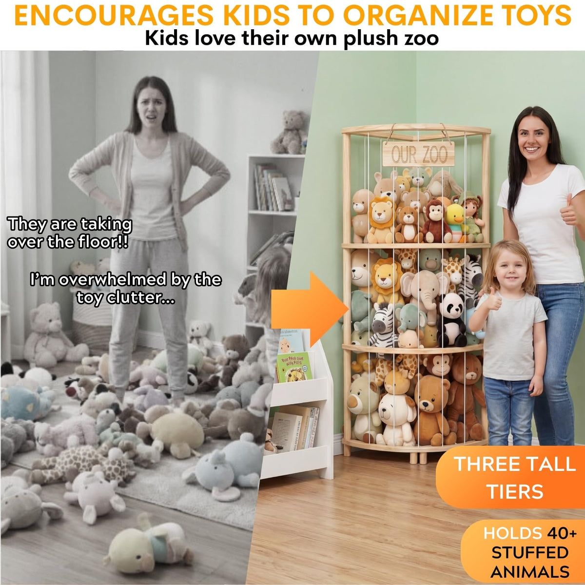 AUUURECYN plush-storage in a playroom creates a tidy, visible display.