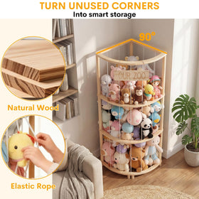 AUUURECYN vertical plush organizer shows tall three-tier design for easy access.