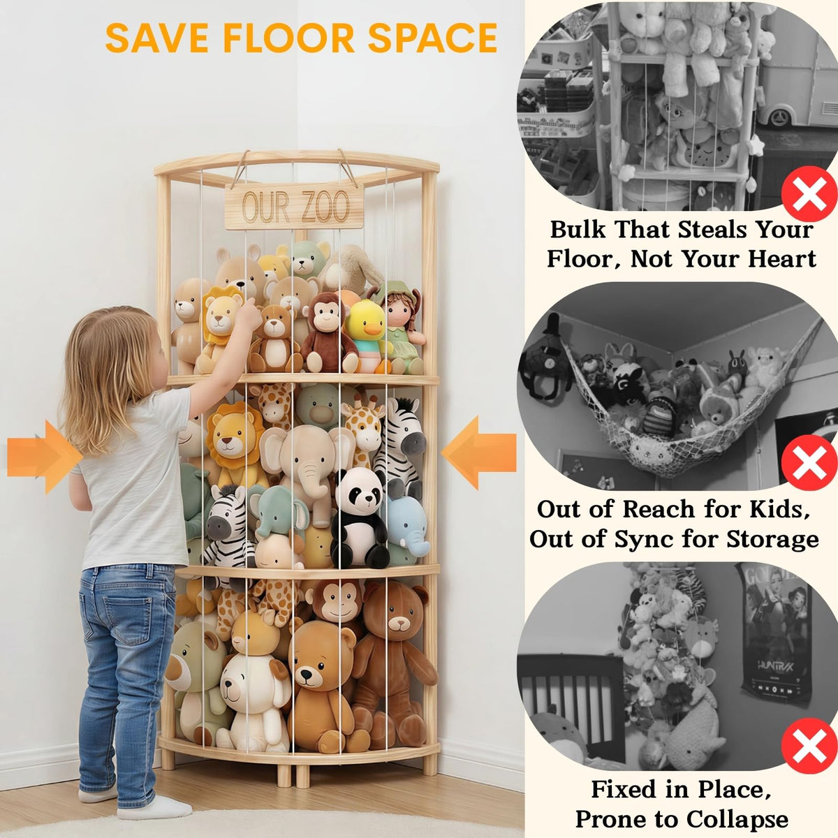 AUUURECYN wall-anchored stability keeps plush toys secure in busy kids’ rooms.