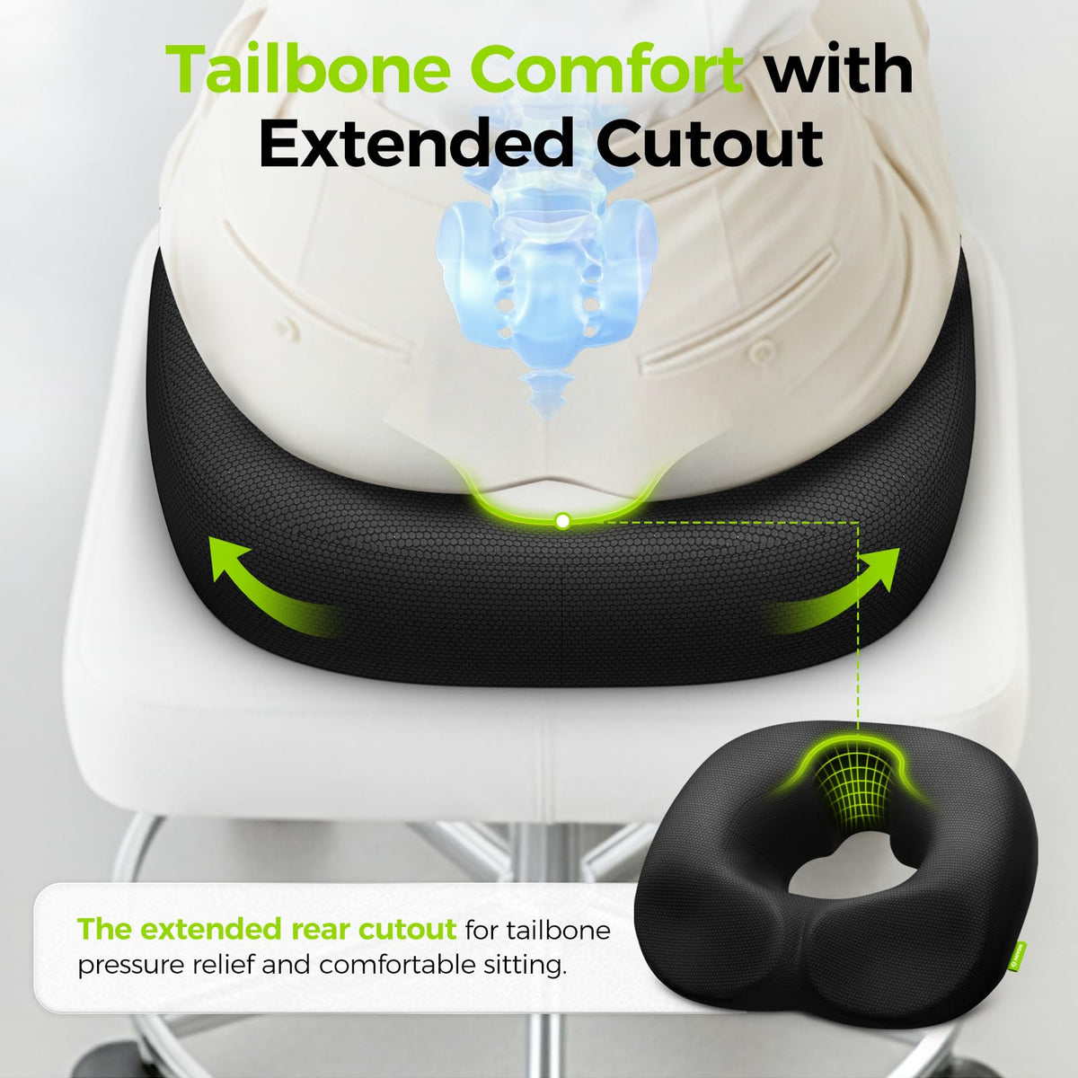 AUVON Donut Pillow dimensions 18x16x3 provide wide seat coverage and even weight distribution.