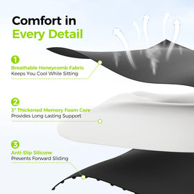 AUVON Donut Pillow anti-slip base keeps stable on chairs and wheelchairs.