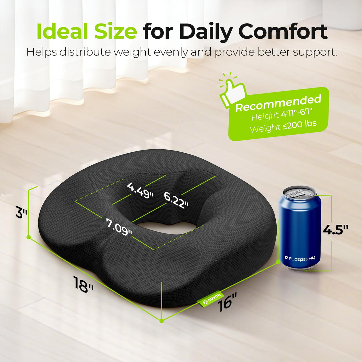 AUVON Donut Pillow for office use enhances comfort during extended workdays.