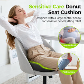 AUVON Donut Pillow front-slope design supports thighs to reduce pressure.