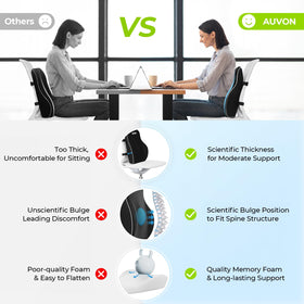 AUVON Lumbar Pillow bulge detail demonstrates ergonomic design for posture
