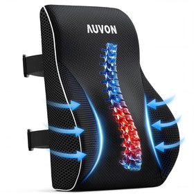 AUVON Lumbar Pillow front view showing targeted back support for long work sessions