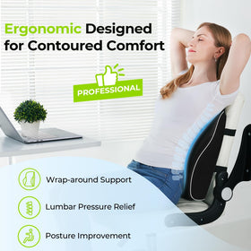 AUVON Lumbar Pillow on office chair demonstrates versatile home or desk setup