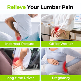AUVON Lumbar Pillow side profile highlighting the patented bulge for alignment