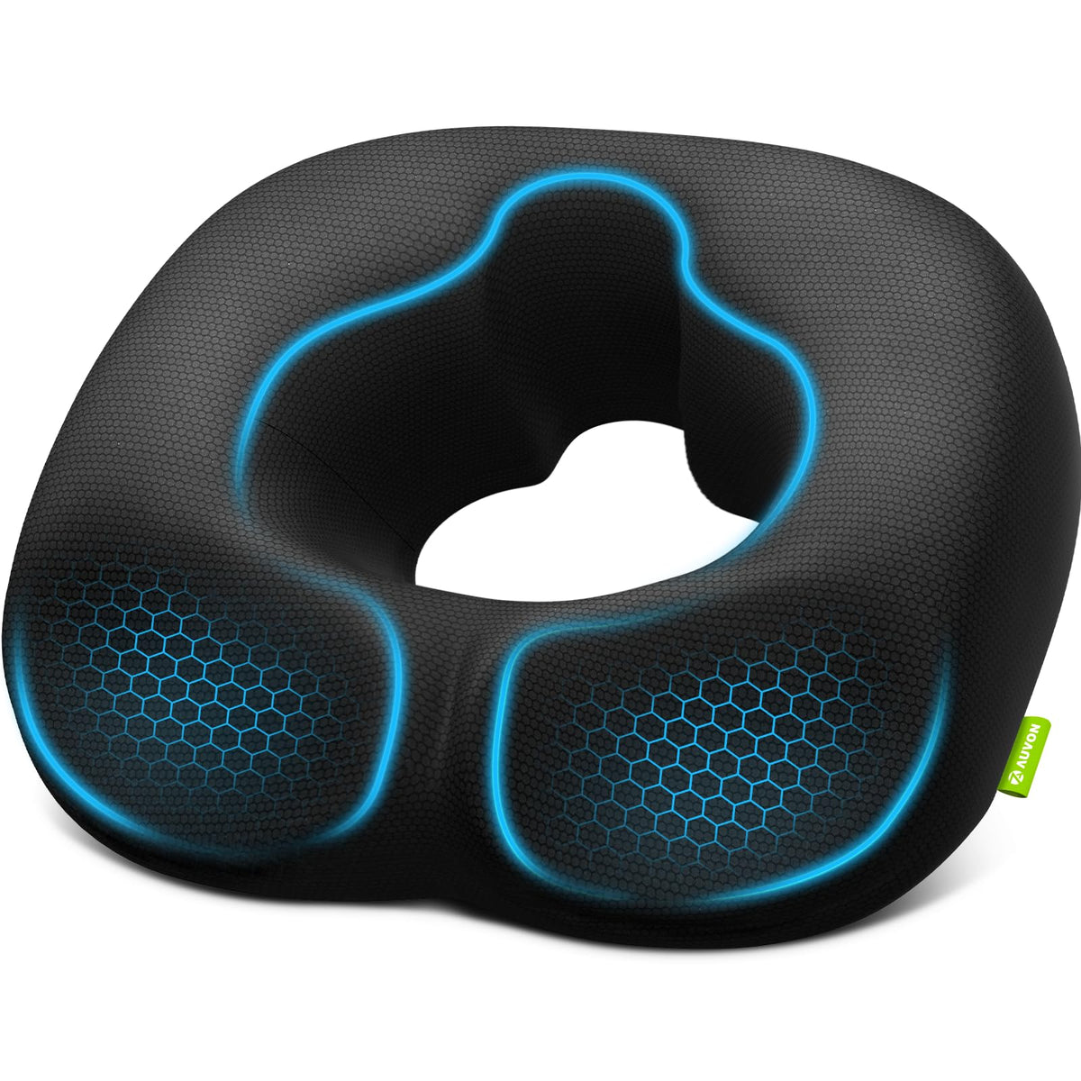 AUVON Sensitive Care Donut Pillow cover highlights breathable fabric for cooling comfort.