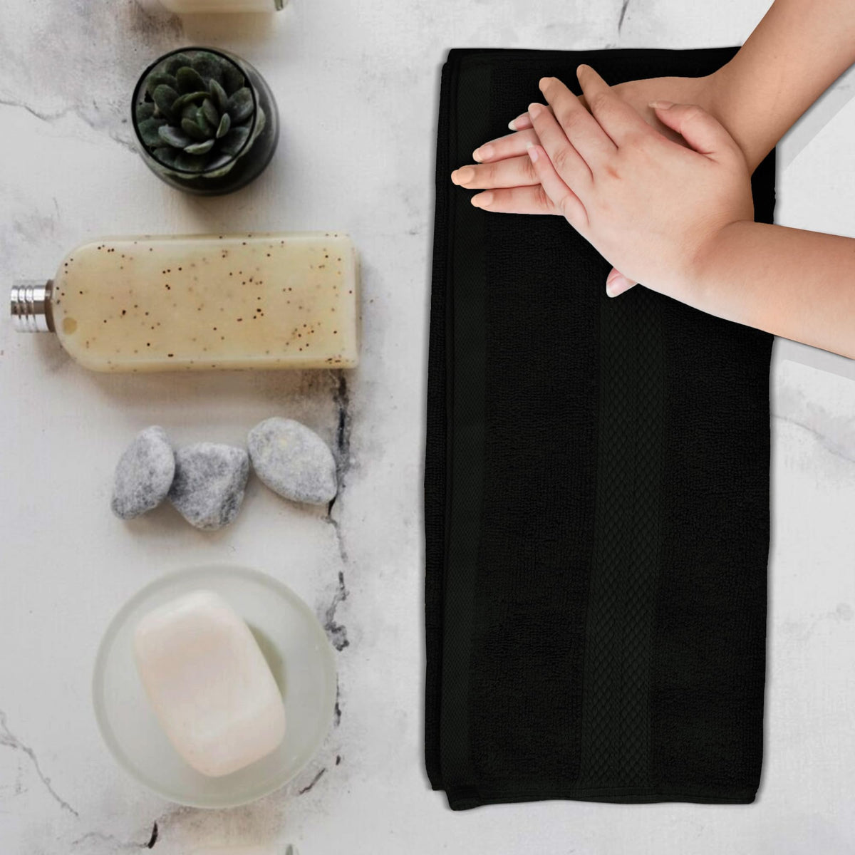 Avalon Towels 16x28 inch hand towel spread flat for generous coverage.