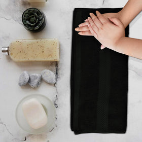Avalon Towels 16x28 inch hand towel spread flat for generous coverage.