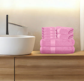 Avalon Towels colorfast pink finish stays vibrant after washes.