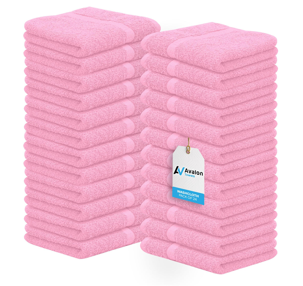 Avalon Towels cotton washcloths 24-pack for face and bath.